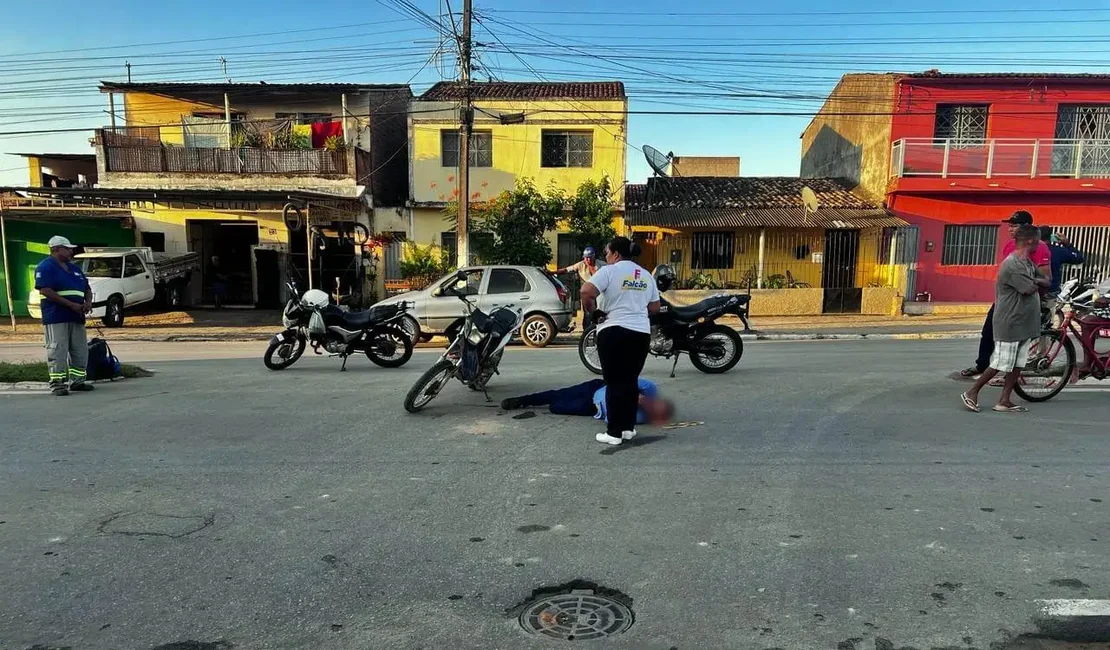 Motociclista fica ferido em batida com carro em São Miguel dos Campos