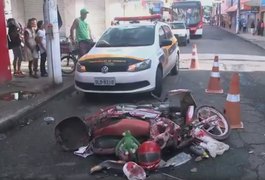 Acidente entre moto e ônibus deixa feridos no centro de Maceió