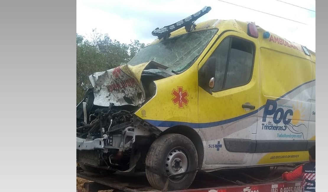 Colisão entre ambulância e animais deixa motorista ferido no Sertão