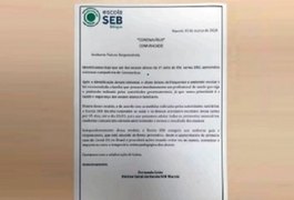 Escola particular suspende aulas após aluno apresentar sinomas de Covid-19