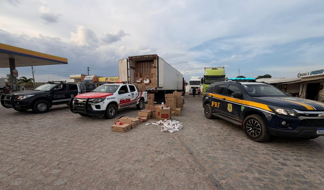 Carga de cigarros contrabandeados avaliada em R$ 1,5 milhão é apreendida em Arapiraca