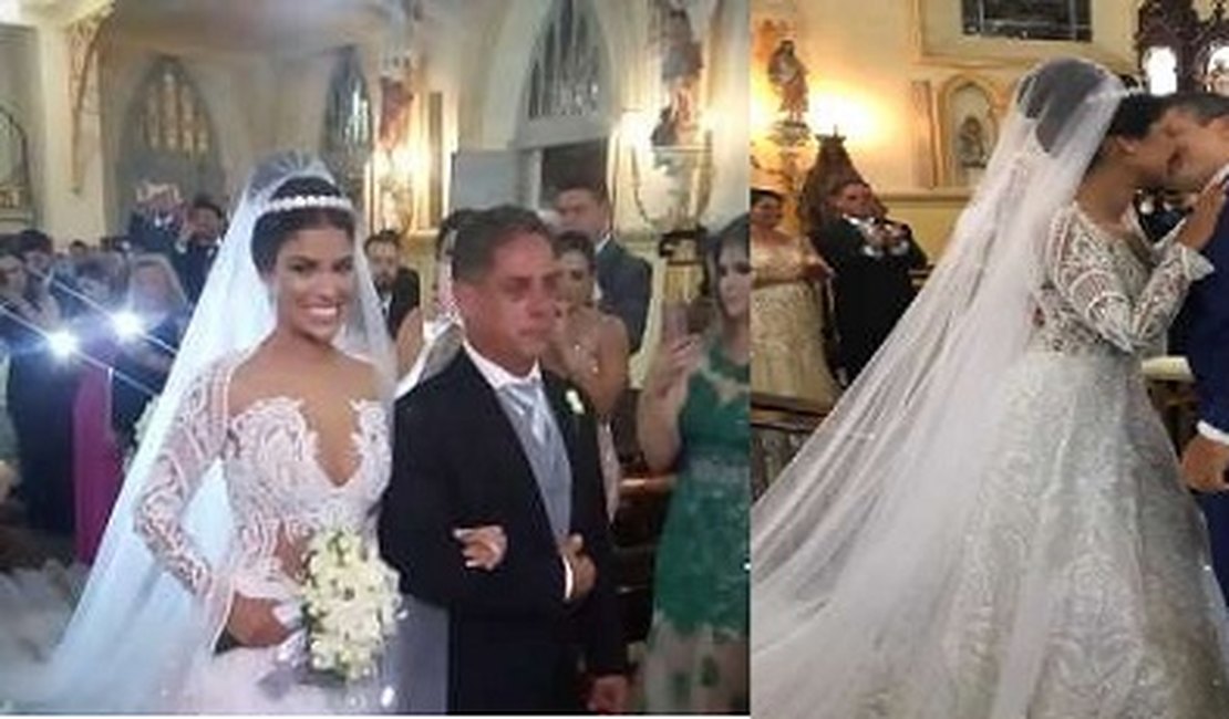 Após cirurgia para retirada de cisto, ex-BBB Munik se casa com vestido de R$ 40 mil