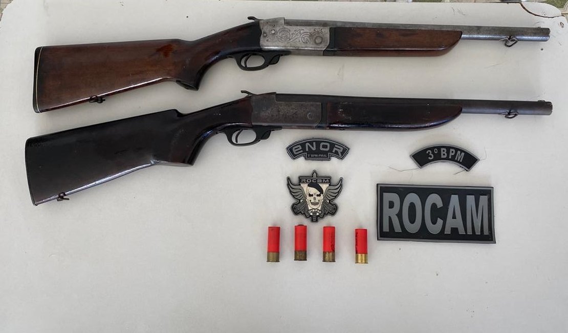 Trio é preso após polícia encontrar espingardas em carro de passeio, em Arapiraca