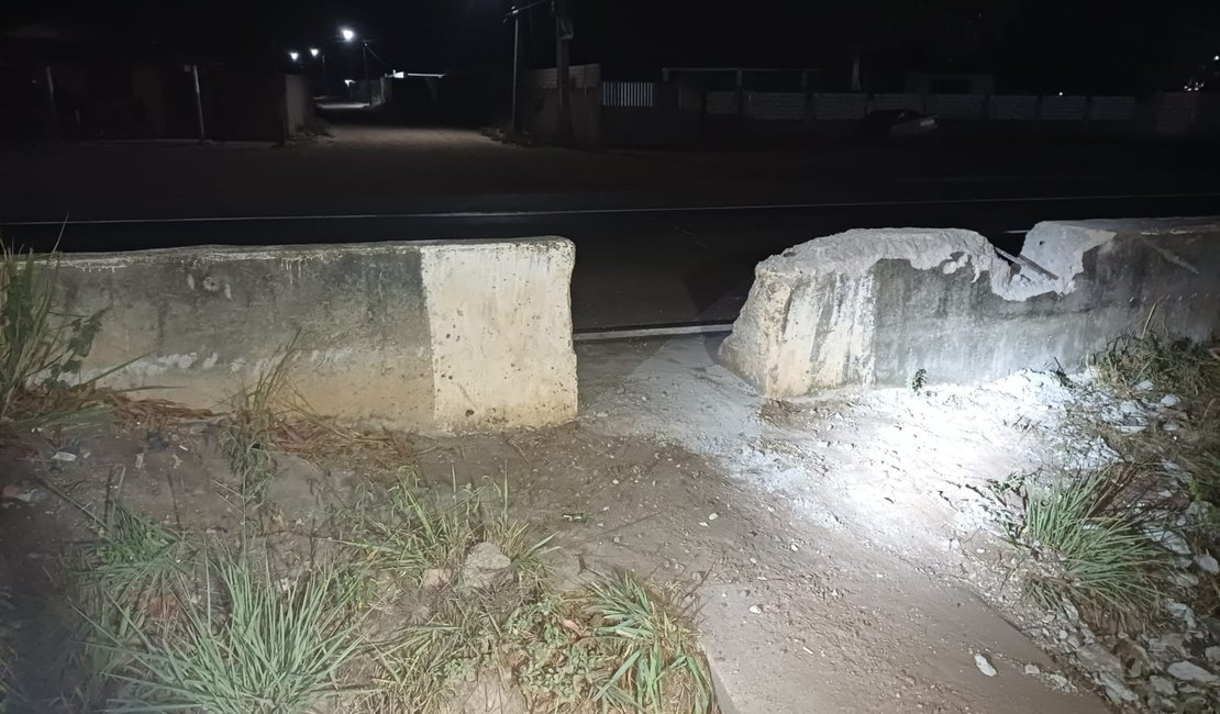 Quatro homens são flagrados destruindo mureta de proteção na BR-101, em Porto Real do Colégio