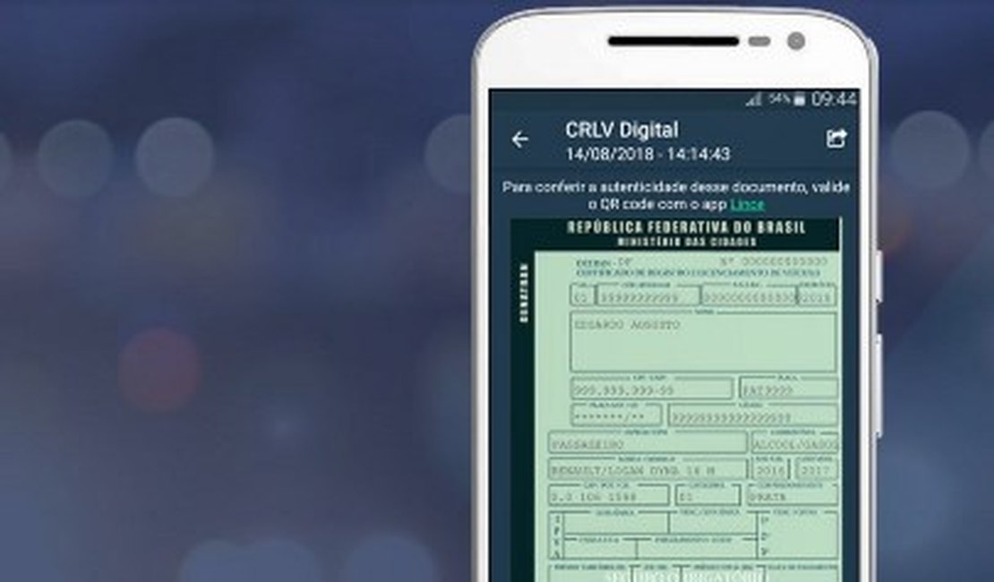 Versão digital do Certificado de Registro e Licenciamento de Veículo é lançada em Alagoas