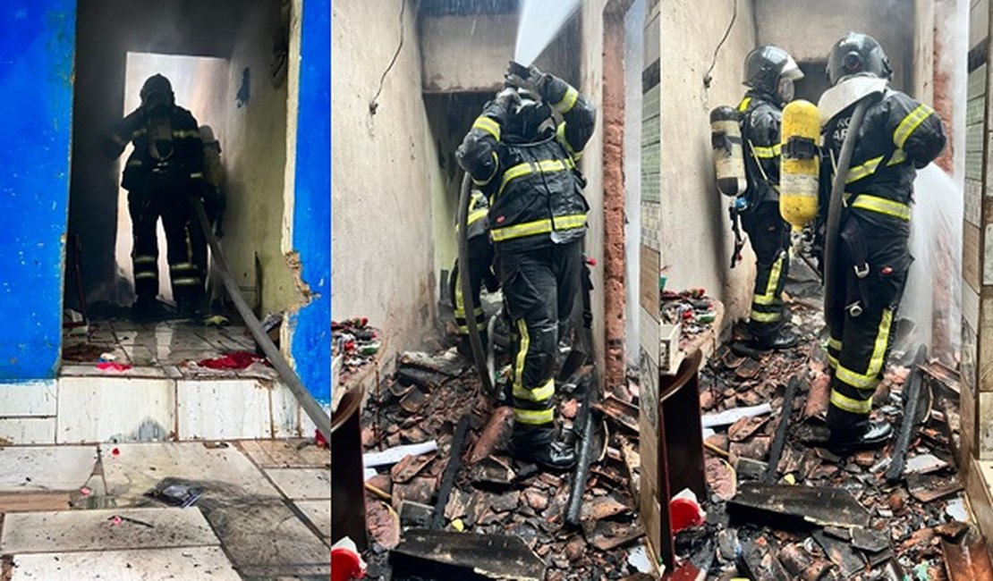 Incêndio atinge parte de residência na Chã da Jaqueira, em Maceió