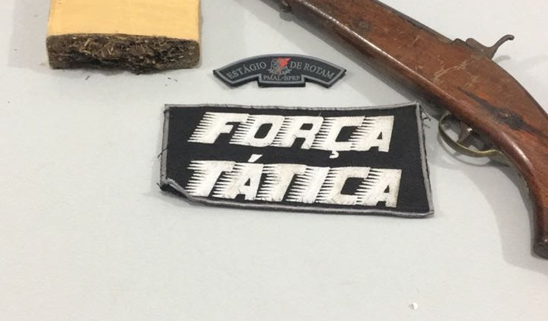 Força Tática prende homem suspeito de assaltar posto de combustível em Taquarana