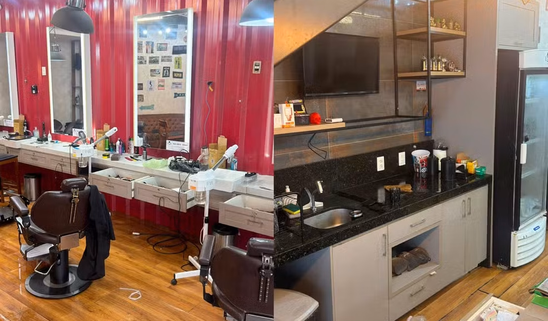 Barbearia tem prejuízo da R$ 40 mil após ser alvo de criminosos, em Maceió