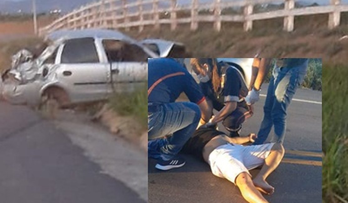 Capotamento de veículo deixa homem ferido na AL 110, em Arapiraca