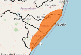 Fortes chuvas devem atingir Arapiraca, Maceió e mais 71 cidades alagoanas; há risco de transbordamento de rios, alagamentos e deslizamentos