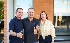 Renan Filho com a prefeita Albiratânia Santana e o ex-prefeito Geraldo Filho