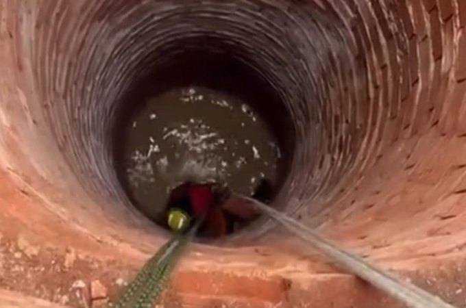 VÍDEO: Bezerro cai em poço e é resgatado por bombeiros na zona rural de Feira Grande