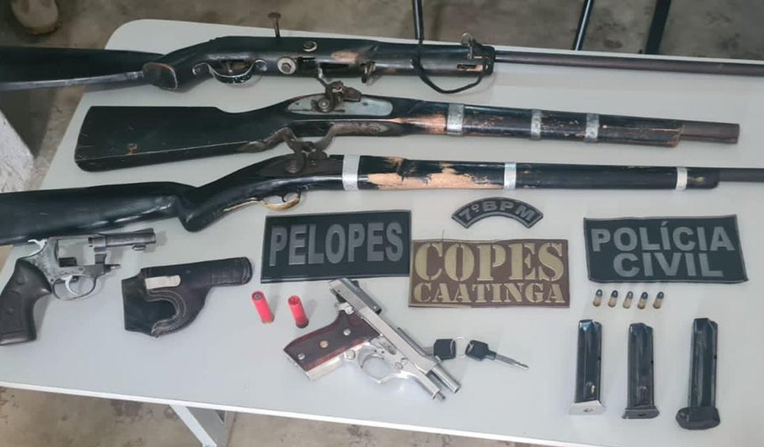 Operação Ouricuri apreende cinco armas de fogo e prende pessoa no Sertão de Alagoas