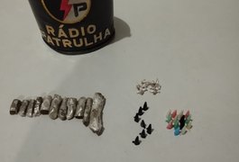 Polícia flagra jovem com crack, cocaína e maconha em sacola no Manoel Teles