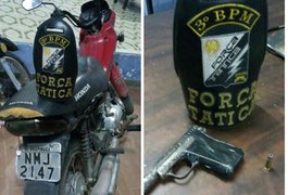 Jovens são detidos com arma de fogo e moto roubada, em Arapiraca