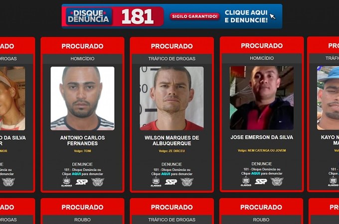 Segurança Pública lança plataforma com lista de criminosos mais procurados de Alagoas