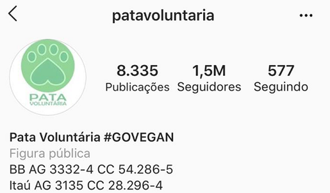 Justiça determina bloqueio de página da ONG Pata Voluntária