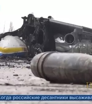 TV mostra destroços do maior avião do mundo após a guerra