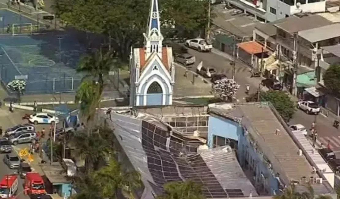 Vídeo mostra desabamento do teto do santuário que deixou dois mortos e vários feridos, em Recife