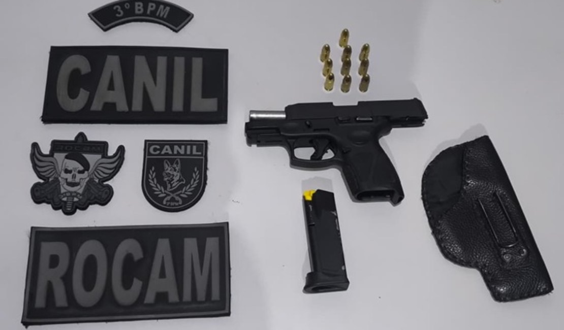 Homem embriagado é preso com pistola na cintura no bairro Bom Sucesso, em Arapiraca