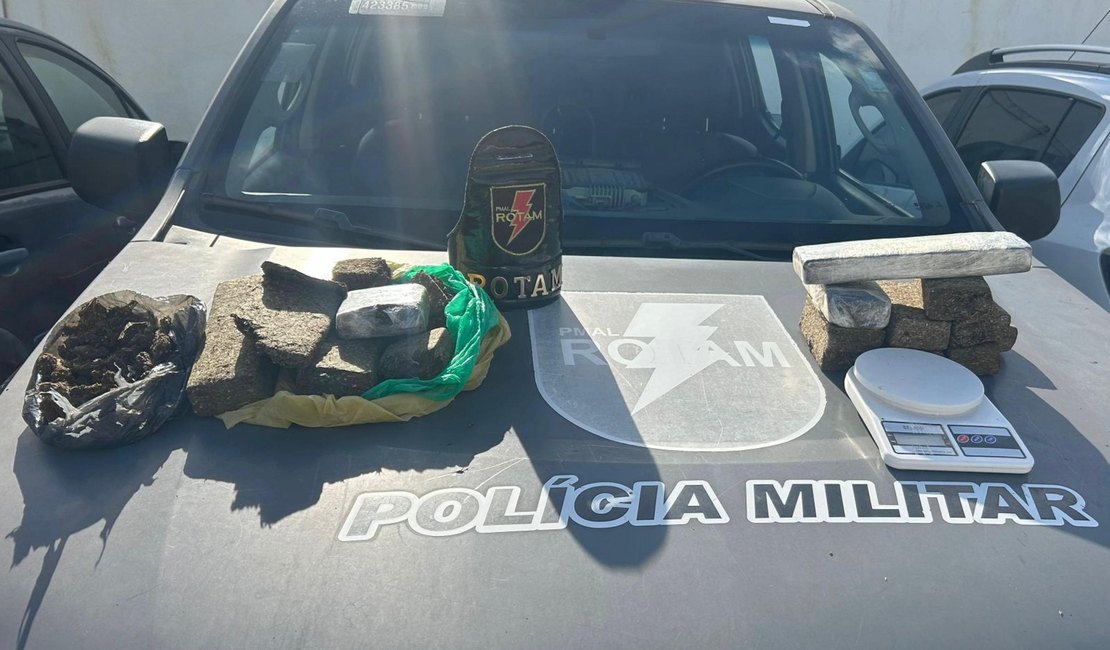 PM apreende arma, e 4,2 kg de maconha e prende suspeito de embriaguez ao volante em Maceió