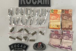 Homem tenta esconder maconha na boca, mas acaba preso com a esposa em posse de mais drogas, em Arapiraca