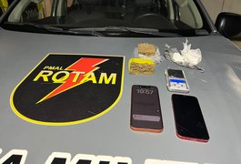 Rotam prende casal com drogas e balança de precisão durante abordagem no Antares, em Maceió