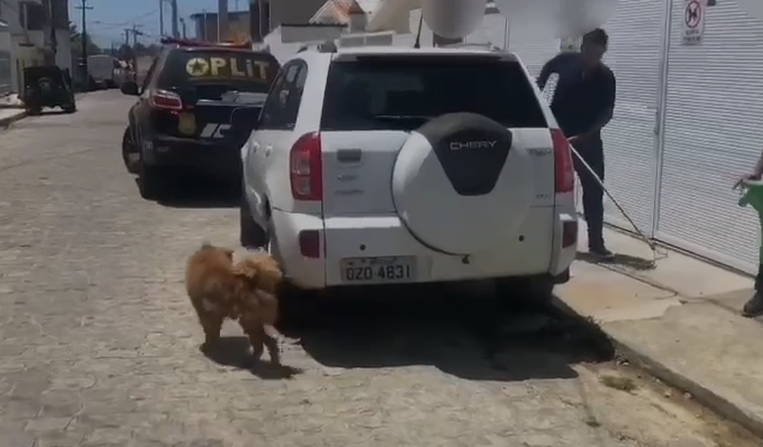 Ação policial, em Maceió, resgata animal abandonado em residência por dono que viajou