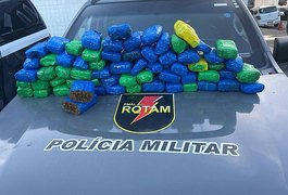 PM apreende cerca de 40kg de maconha em Maceió; tabletes foram encontrados em terreno baldio