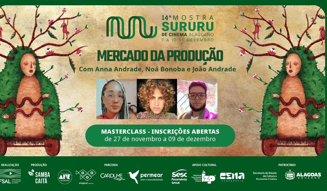 Estão abertas as inscrições para as masterclasses da 14ª Mostra Sururu de Cinema