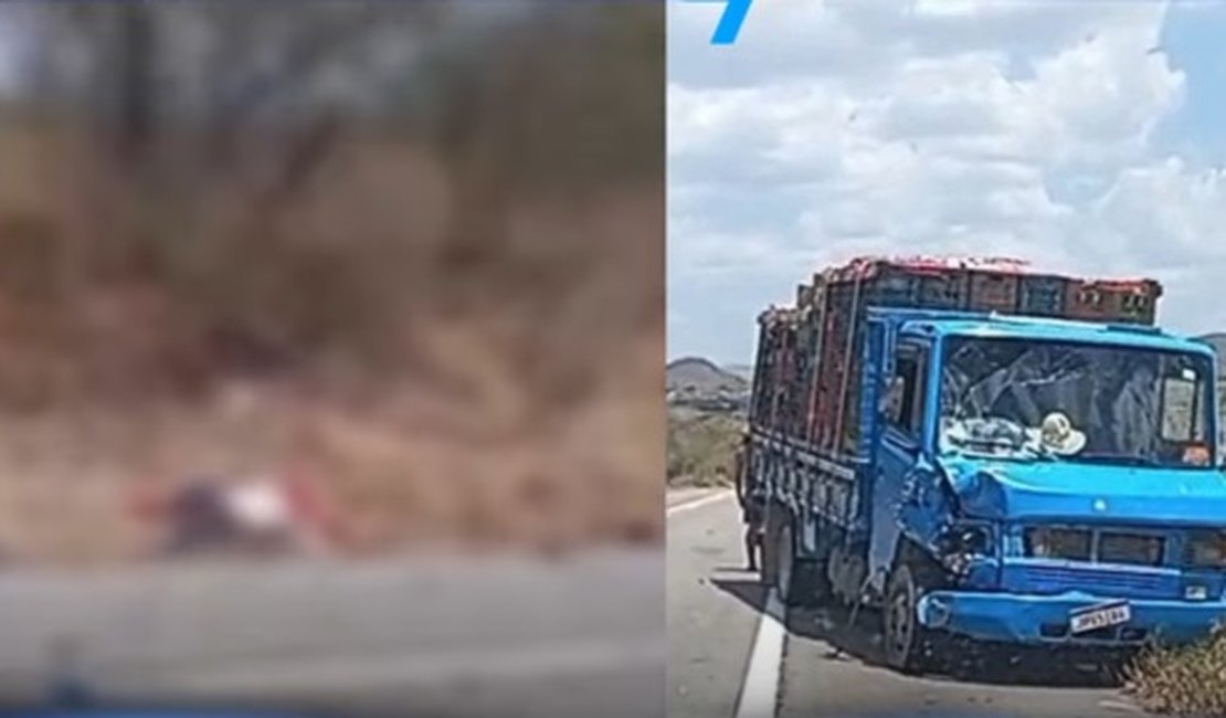 Motociclista morre após colisão com caminhão no povoado Mata Burro, em Estrela de Alagoas