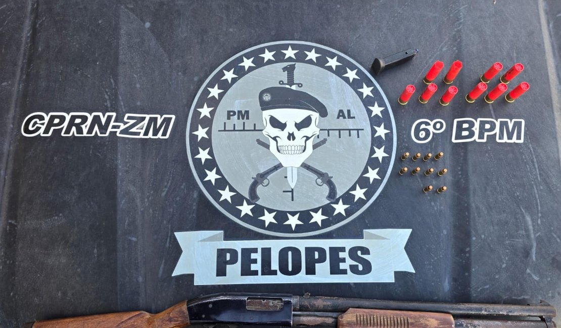 Polícia Militar apreende espingarda de grosso calibre e cumpre mandado de prisão no interior de Alagoas