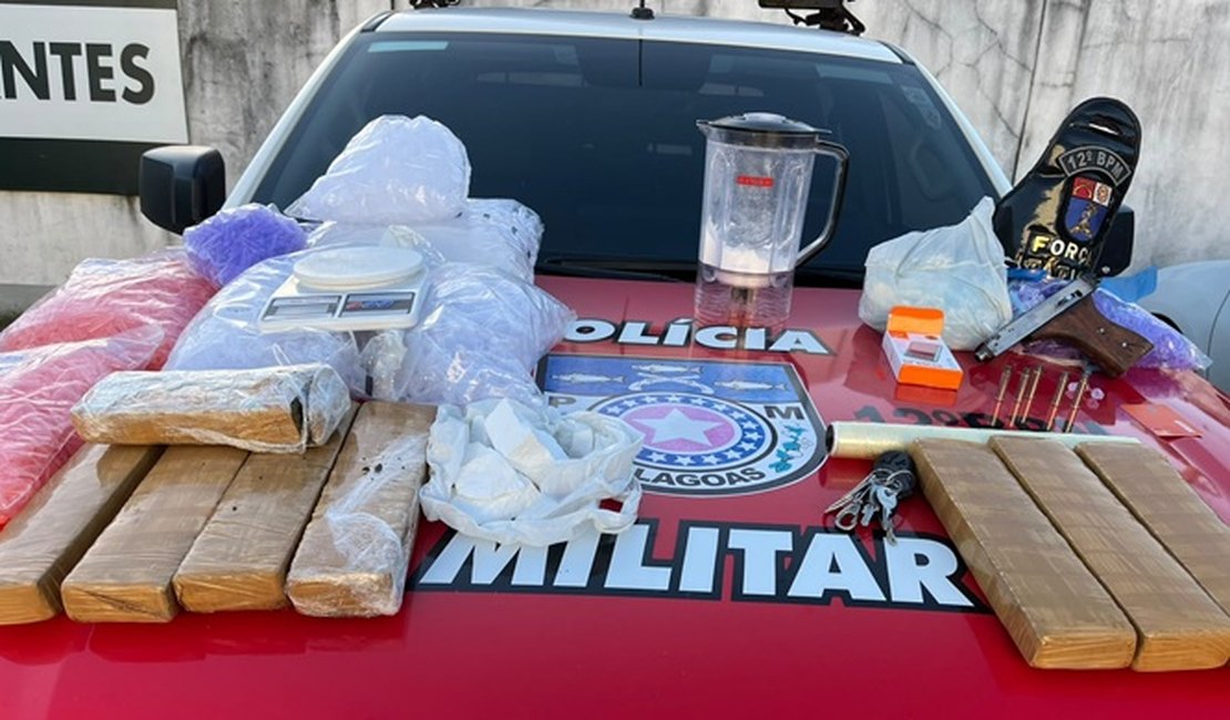 Força Tática do 12º Batalhão prende homem com carro roubado, drogas e arma artesanal em Rio Largo