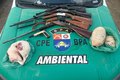 BPA apreende armas de fogo e carcaças de tatus e paca em Joaquim Gomes