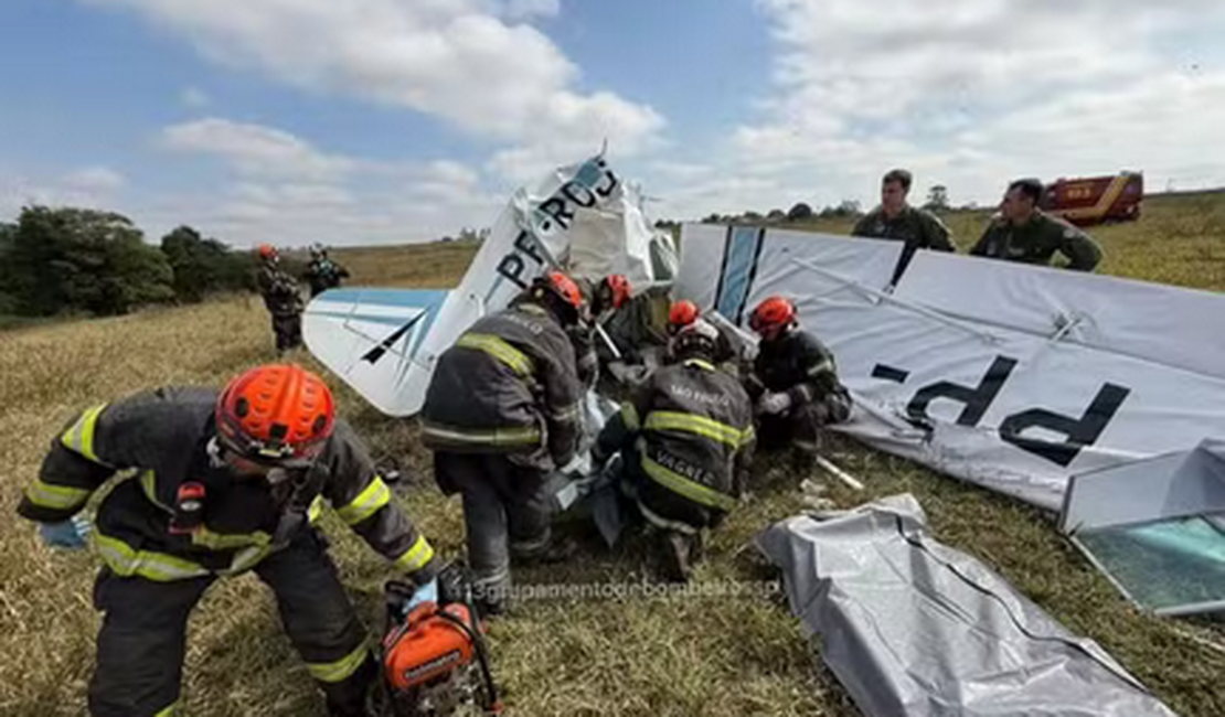 Avião de instrução cai no interior de São Paulo e mata aluno e piloto