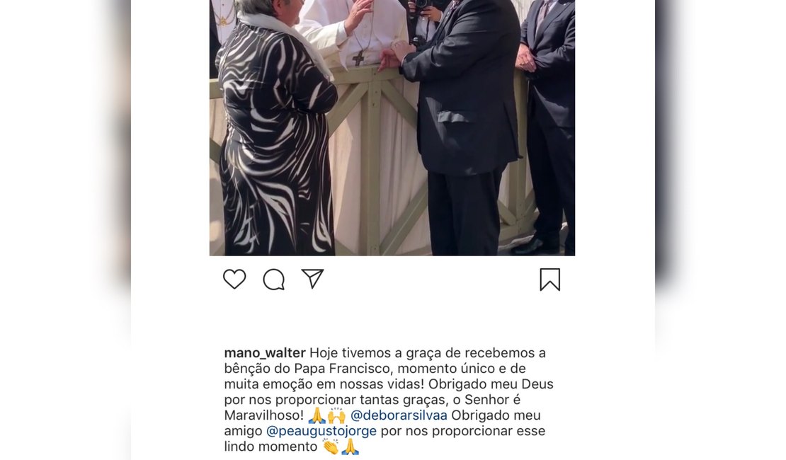 Vídeo. Cantor Mano Walter e Débora Silva recebem benção do Papa Francisco em viagem a Roma