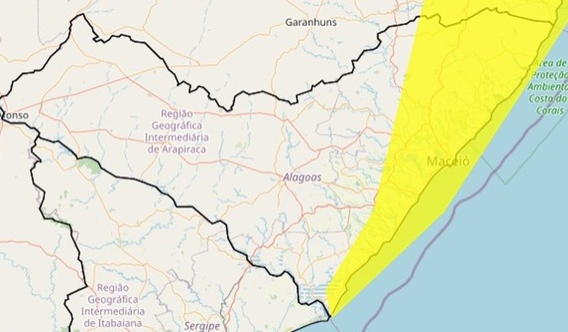 Inmet alerta para ventos de até 60 km e baixa umidade em municípios alagoanos