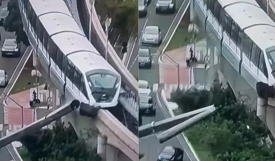 Guindaste cai nos trilhos do monotrilho e atinge trem da Linha 15-Prata em SP