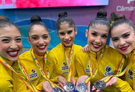 Alagoana no pódio: Conjunto brasileiro de ginástica rítmica leva prata em etapa da Copa do Mundo, em Portugal