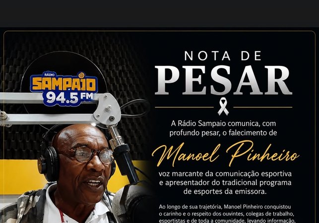 Comunicação esportiva de Alagoas perde Manoel Pinheiro, voz marcante da Rádio Sampaio