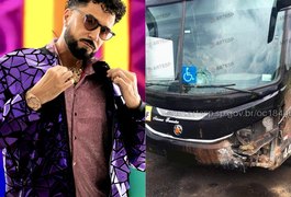Cantor Latino e equipe sofrem acidente de ônibus em rodovia no interior de SP