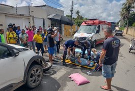 Colisão entre carro e moto deixa motaxista e passageiro feridos em Arapiraca
