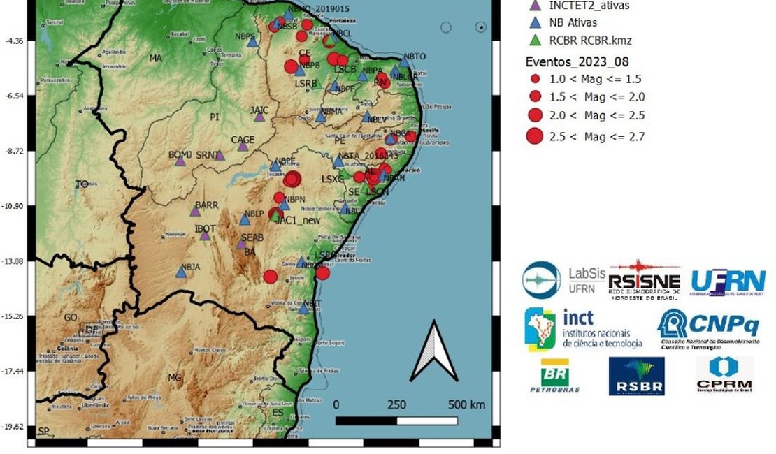 Dez tremores de terra foram registrados em Alagoas no mês de agosto; três foram em Arapiraca