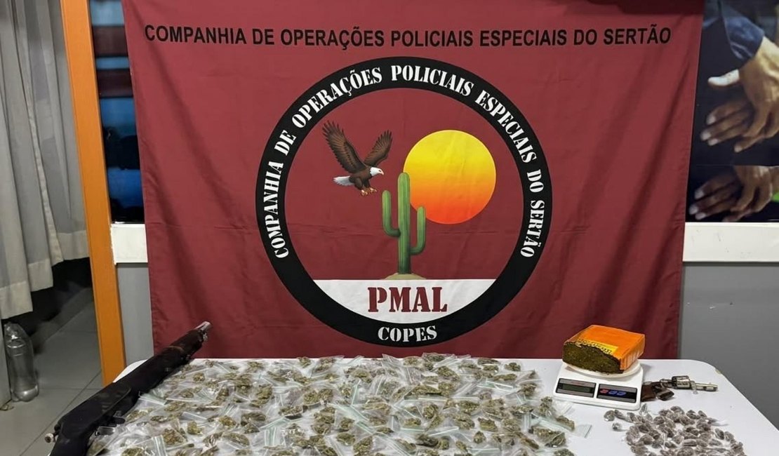 Polícia Militar apreende duas armas de fogo e 370 papelotes de maconha em Água Branca