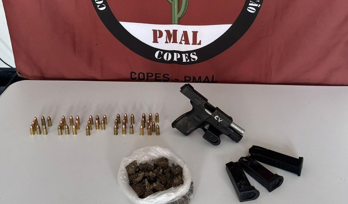 Suspeito foge e abandona pistola 9 mm durante ação da Copes, em Limoeiro de Anadia