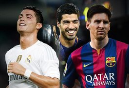 Cristiano Ronaldo, Messi e Suárez são os finalistas ao melhor da Europa