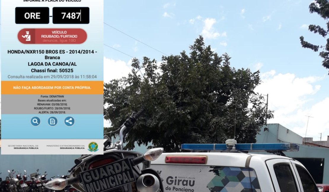 Guarda municipal captura suspeito de receptação em Girau do Ponciano