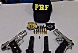 PRF prende foragido da Justiça e flagra suspeito por porte ilegal de arma