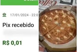 Pizzaria entrega pizza de papelão a cliente que fez Pix de um centavo e enviou comprovante falso