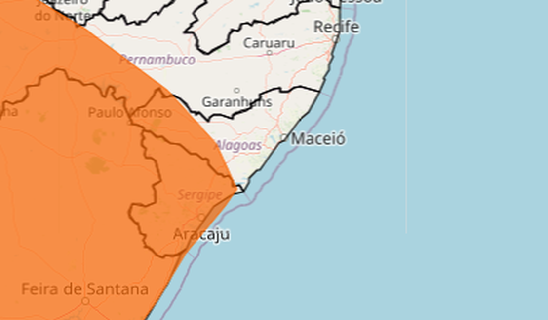 Inmet alerta para chuvas intensas no Sertão de Alagoas nas próximas 24 horas